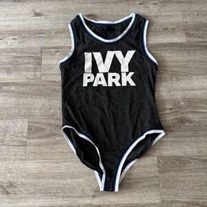IVY PARK dark grey, white and blue bodysuit/ leotard